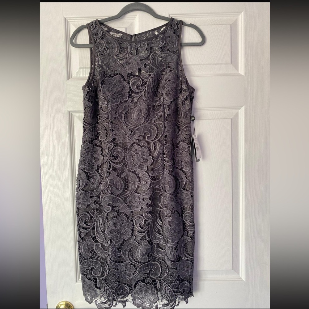 Adrianna Papell Purple Halter Sheath Midi Dress